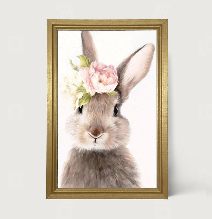 Bunny with Peonies - Framed art