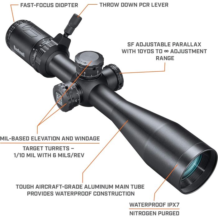 Bushnell AR Rifle Scope 1-4x24mm Drop Zone-223 BDC Reticle Black