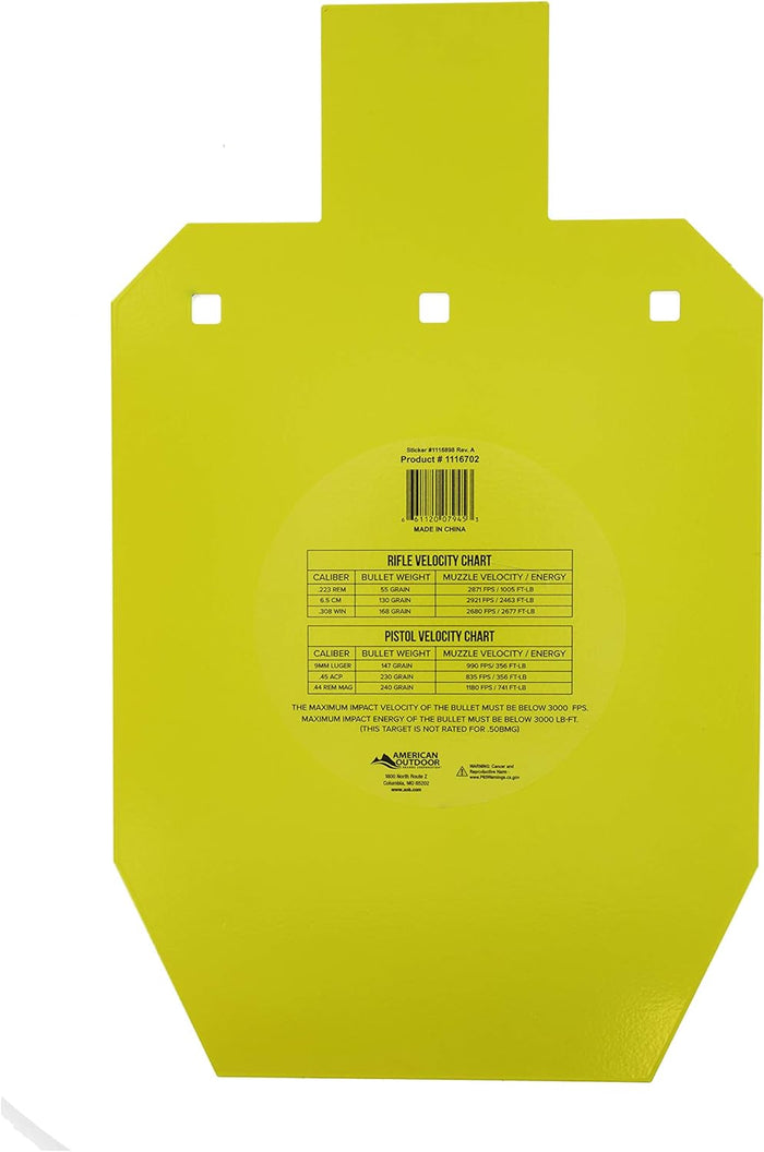 ‎Caldwell AR500 Silhouette Steel Target 20" x 12" 3/8" Thick