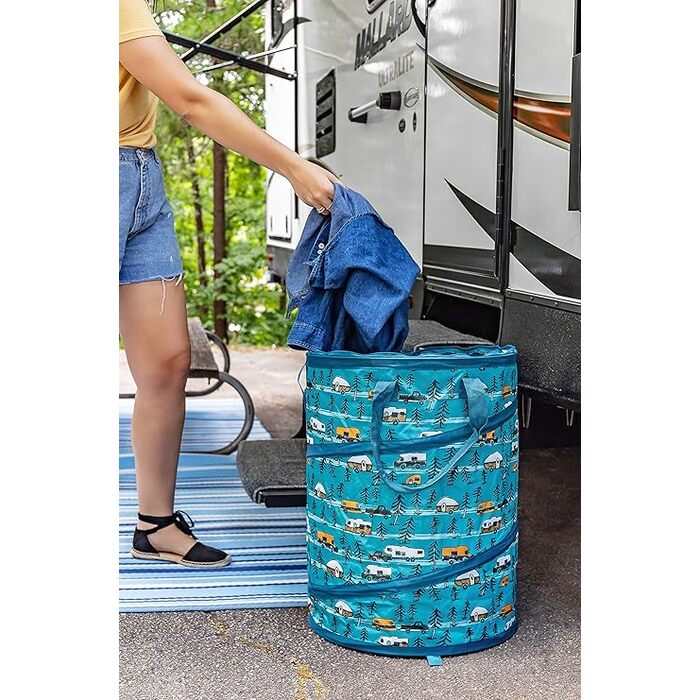 Camco Manufacturing Life is Better at The Campsite Pop-Up Utility Container Blue