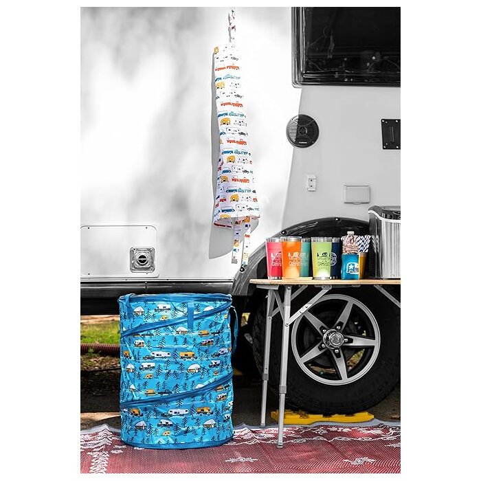 Camco Manufacturing Life is Better at The Campsite Pop-Up Utility Container Blue