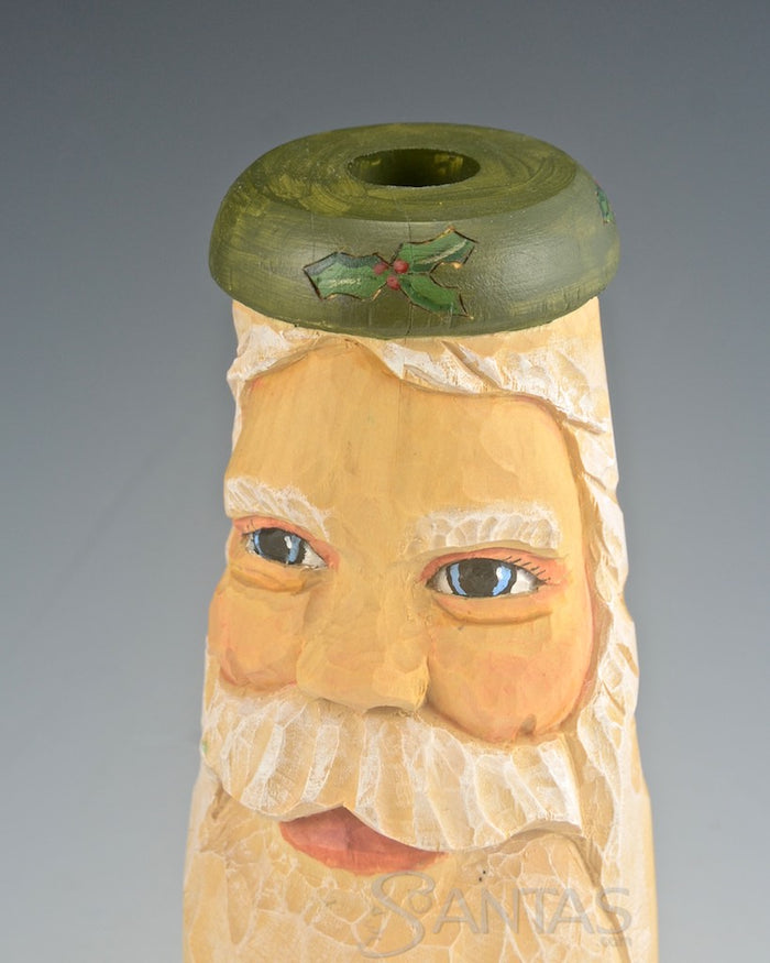 Carved Santa Candle Holder by Barbara Scoles