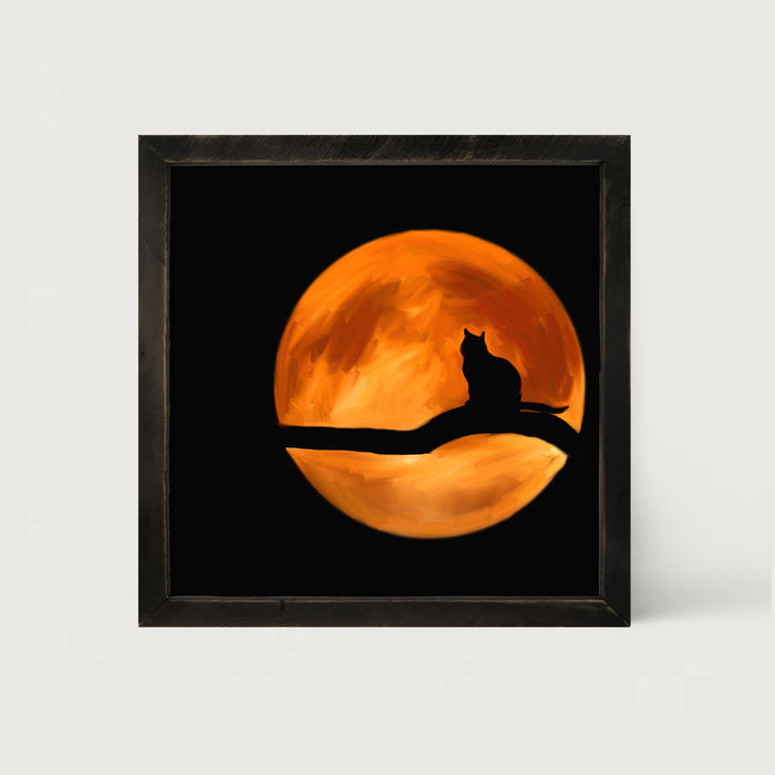 Cat in the Moon - Framed art