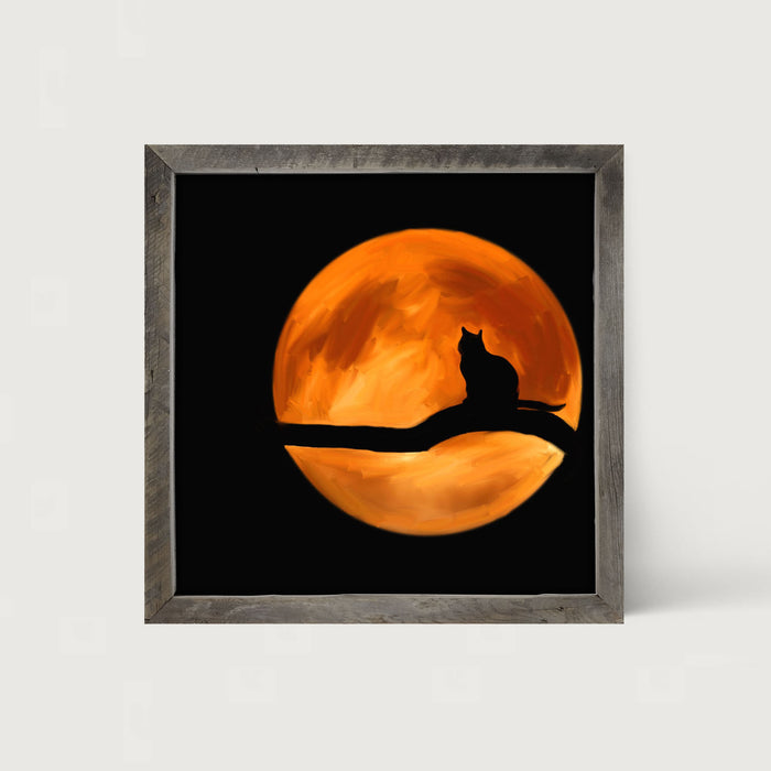 Cat in the Moon - Framed art
