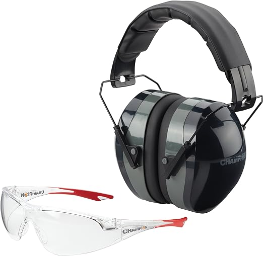 Champion Eyes & Ears Combo Earmuffs & Shooting Glasses (NRR 22dB) Black