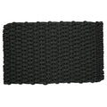 Charcoal rope doormat with braided woven pattern, rectangular