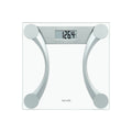 Clear Glass Digital Bathroom Scale with Metallic Accents