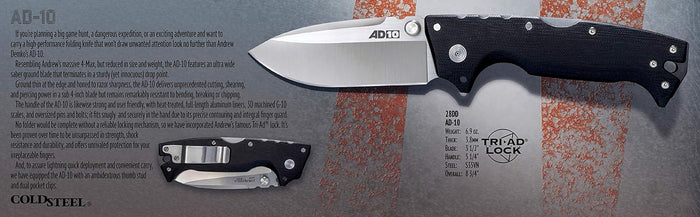 Cold Steel AD-10 Folding Knife 3.5" Drop Point