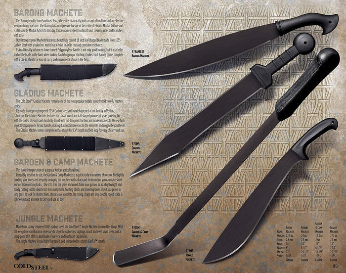 Cold Steel Gladius Machete 18" Spear Point Plain Edge