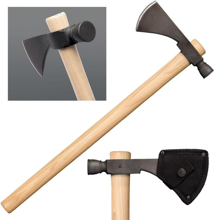 Cold Steel Pipe Hawk Tomahawk 1055 Carbon Steel Blade American Hickory Handle Black/Natural Wood