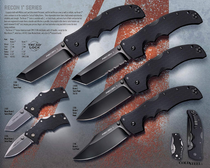 Cold Steel Recon 1 Series Folding Knife 4" Tanto Point