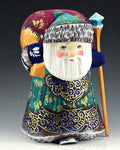 Colorful Teal and Gold Cute Little Russian Santa
