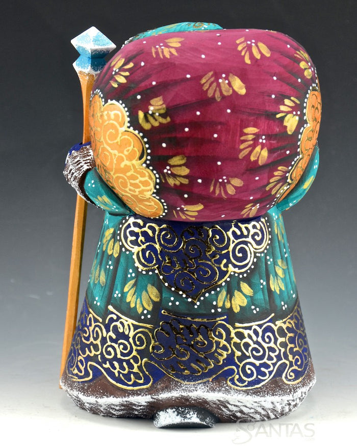 Colorful Teal and Gold Cute Little Russian Santa