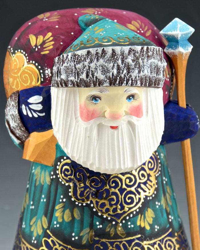 Colorful Teal and Gold Cute Little Russian Santa