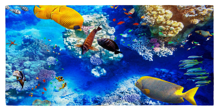 Coral and Tropical Fish, Underwater Photo, 30" x 60" Microfiber Beach Towel