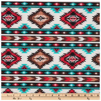 Curtain Valance - Red & Turquoise Southwest Flannel