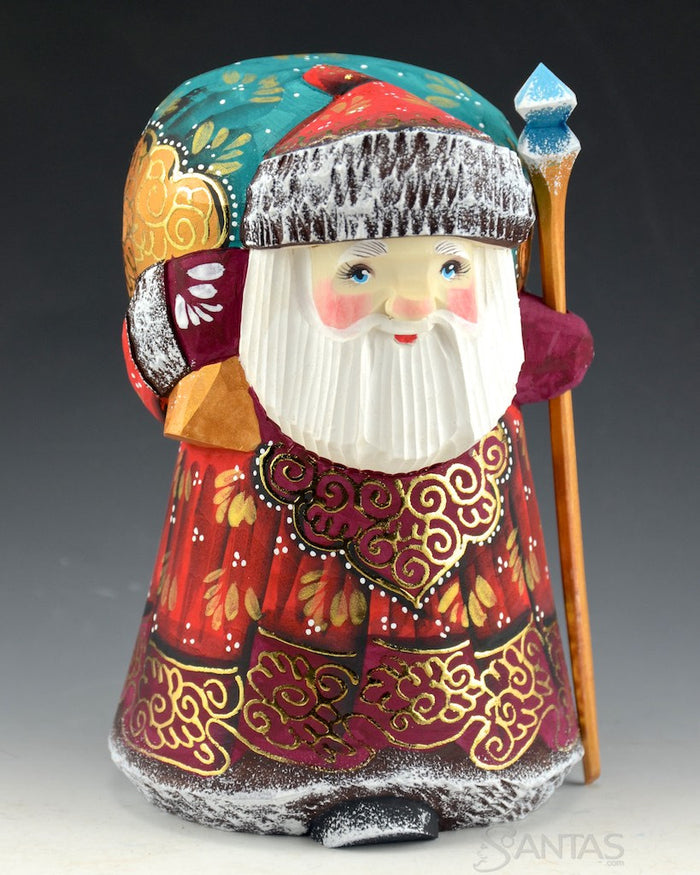 Cute and Cozy Colorful Gold Trimmed Russian Santa