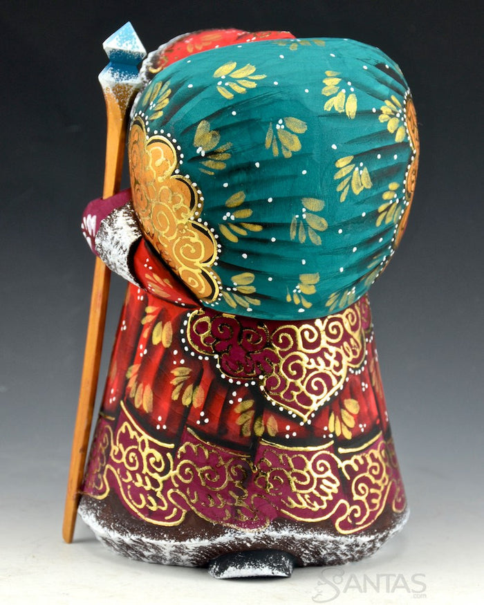Cute and Cozy Colorful Gold Trimmed Russian Santa