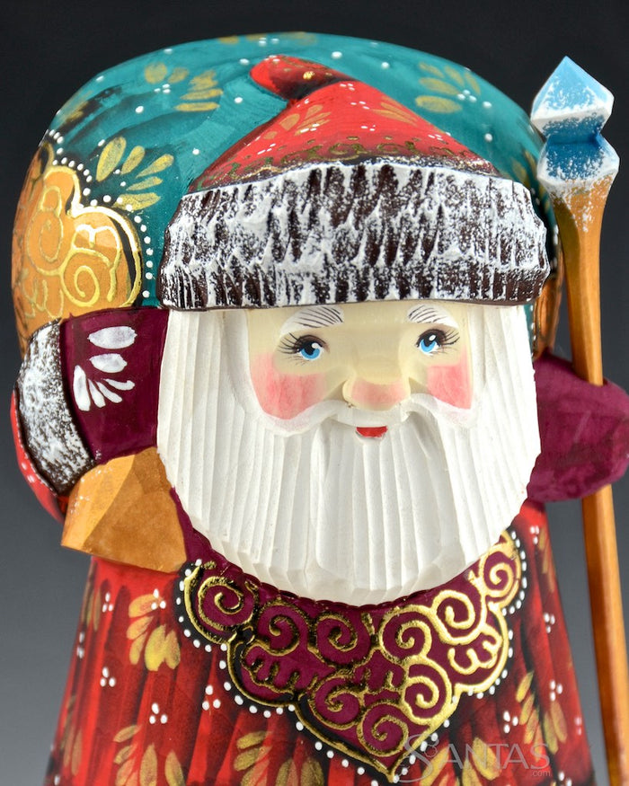 Cute and Cozy Colorful Gold Trimmed Russian Santa