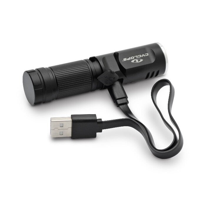 Cyclops Rechargeable Flashlight 400 Lumen Aluminum Black