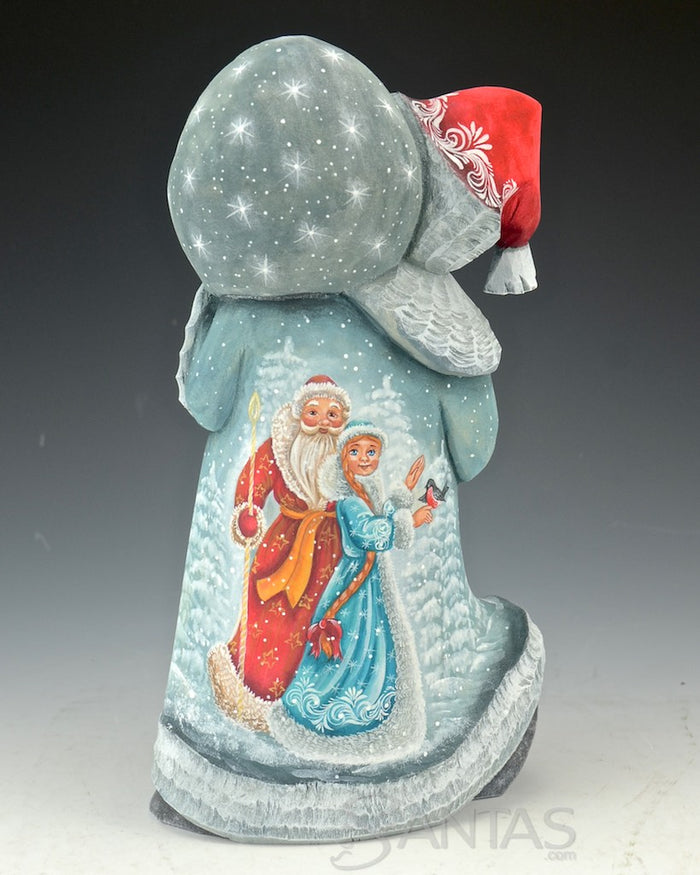 Detailed Russian Santa with Scenes Featuring Santa and the Snowmaiden