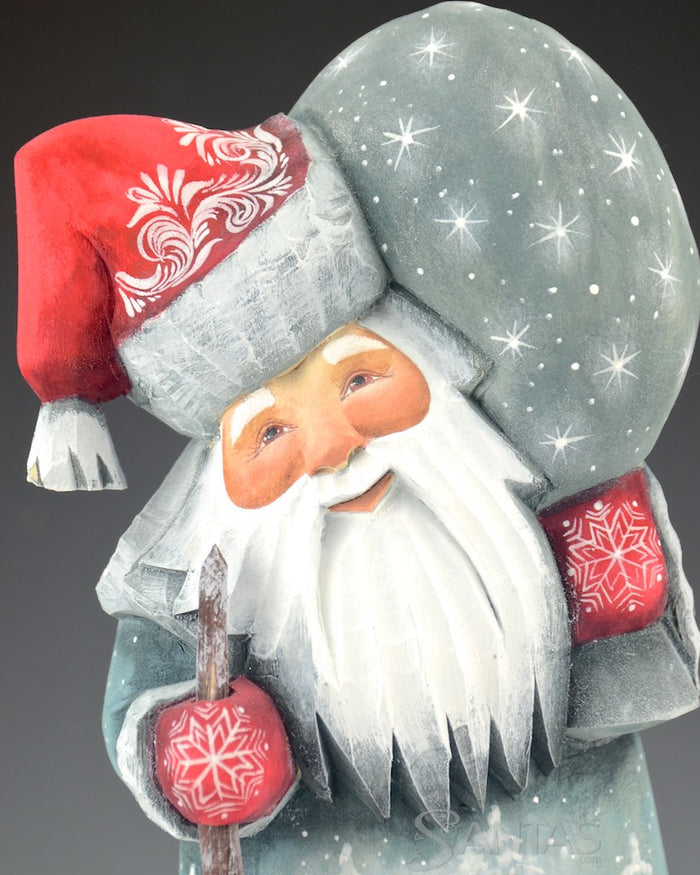 Detailed Russian Santa with Scenes Featuring Santa and the Snowmaiden