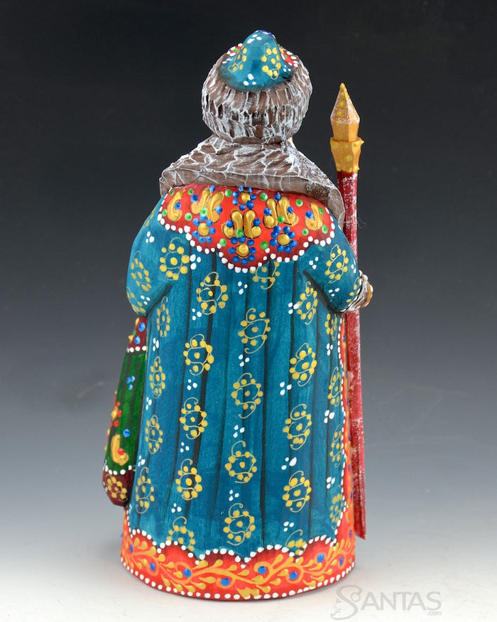 Detailed Turquoise Russian Santa Carving