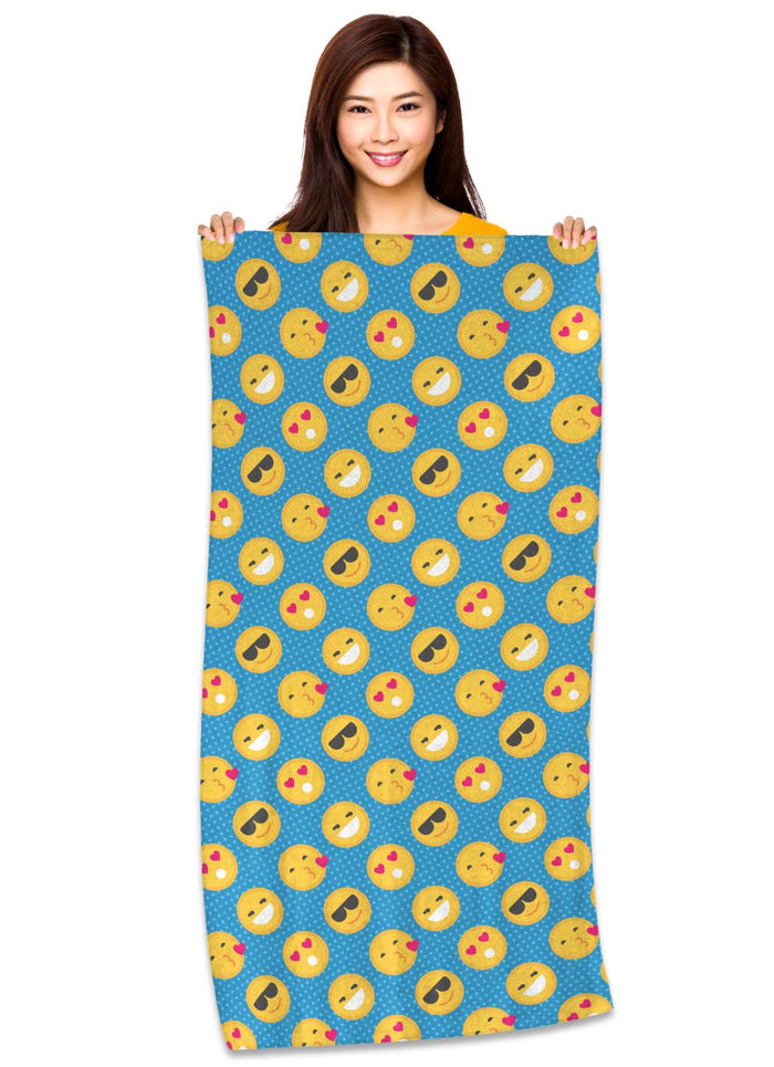 Emoji Pattern (Flat Colors) 30" x 60" Microfiber Beach Towel