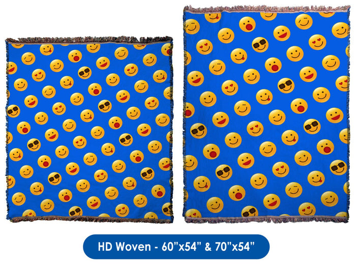 Emoji Pattern (Shiny Icons) Throw Blanket / Tapestry Wall Hanging