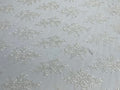 Flower Cluster Fabric - White  - Embroidered Floral Design With Sequins on Mesh Lace Fabric