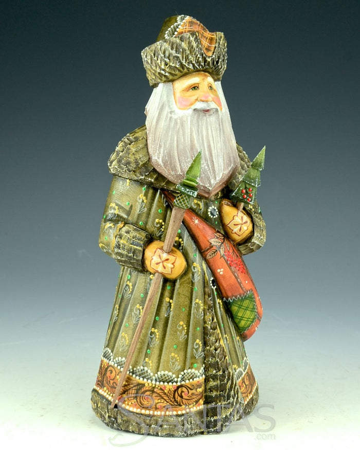 Forest Green Russian Santa with Satchel