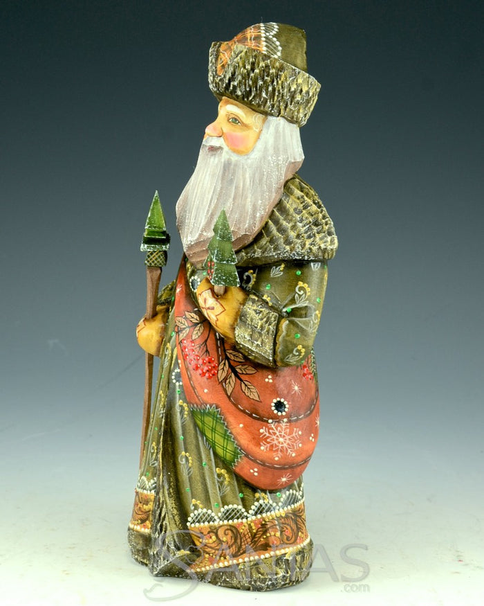 Forest Green Russian Santa with Satchel