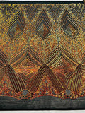 Geometric Sequin Fabric - Iridescent Orange on Black - Fancy Design 4 Way Stretch Lace Sequin By Yard