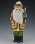Green and Cream Short Coat Santa with Tree and Toy Bag 8 inch