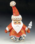 Happy and Plump Scenic Russian Santa with Tree
