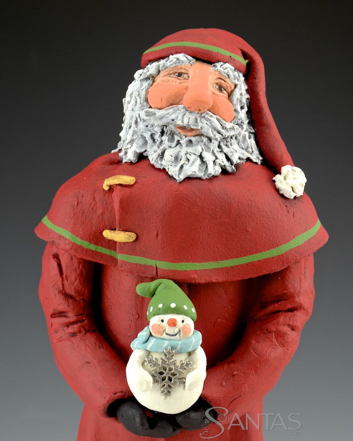 Happy Santa and Snowman - Ginny Diezel Original Santa Sculpture