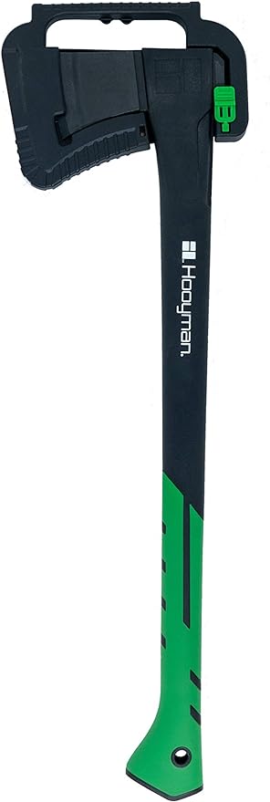 Hooyman Chopping Axe 1065 High Carbon Steel Blade Fiberglass Handle Black/Green