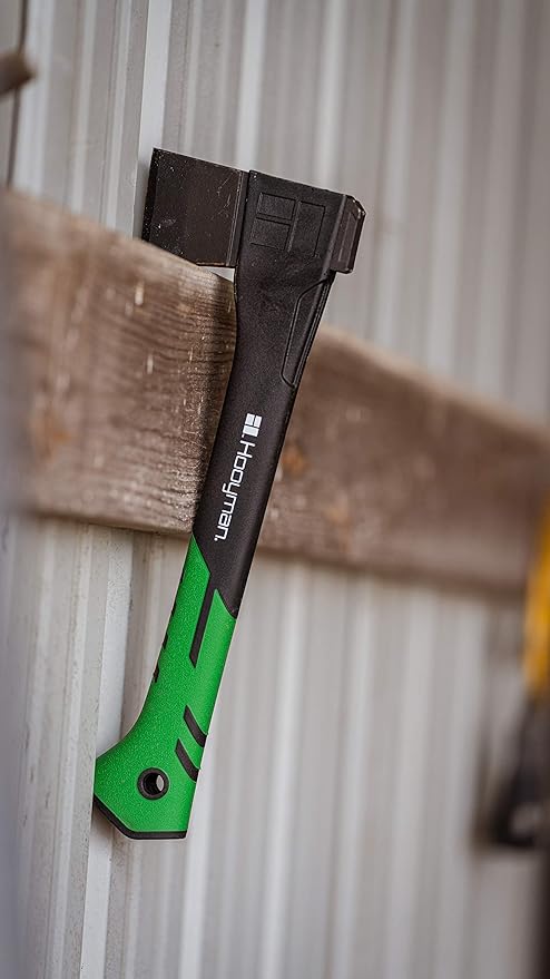 Hooyman Small Hatchet 1065 High Carbon Steel Blade Fiberglass Handle Black/Green