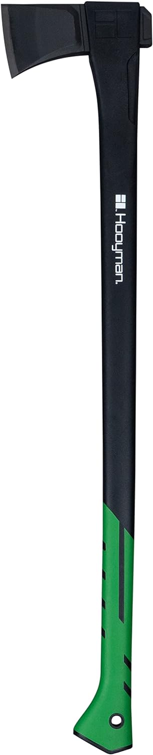 Hooyman Splitting Axe 1065 High Carbon Steel Blade Fiberglass Handle Black/Green