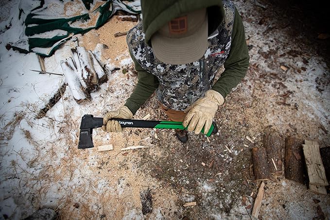 Hooyman Splitting Axe 1065 High Carbon Steel Blade Fiberglass Handle Black/Green
