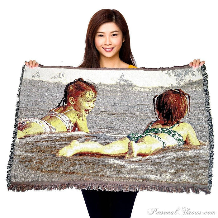 Photo Blankets,Holiday Gifts,Mother's Day Gifts - Jacquard Woven Photo Blanket - 54" X 38" (Small)