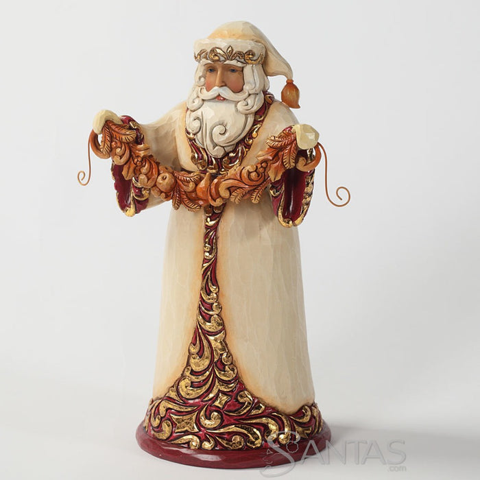 Jim shore Gold and Burgundy Santa with Garland - Glorious Christmas
