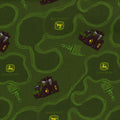 John Deere Tractor Field Cotton Fabric
