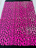 Jumbo Sequins - Hot Pink - Geometric Pattern Sequins on 2 Way Strech Velvet By Yard