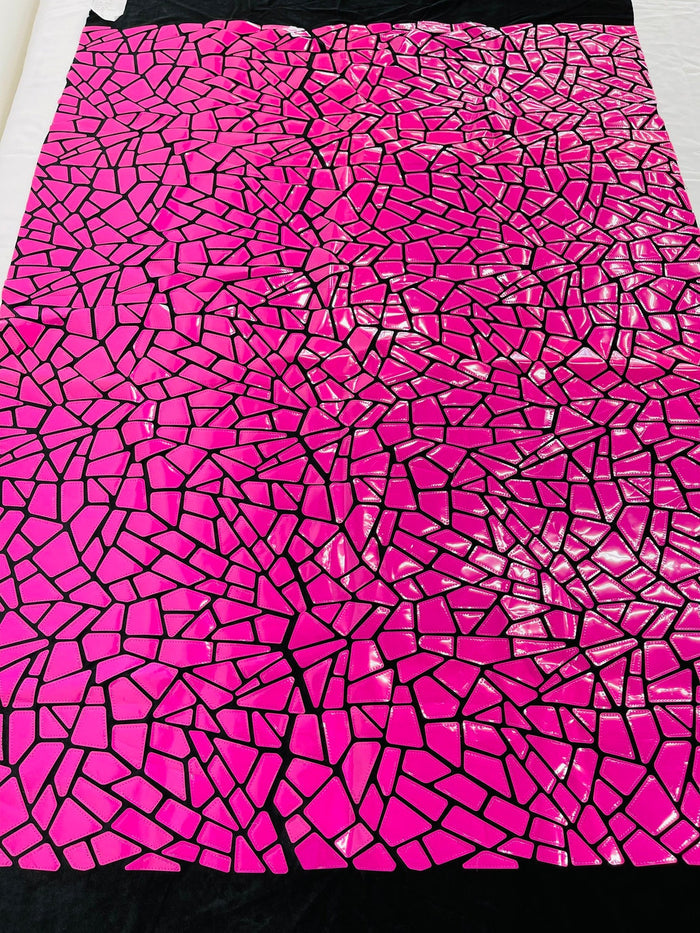 Jumbo Sequins - Hot Pink - Geometric Pattern Sequins on 2 Way Strech Velvet By Yard