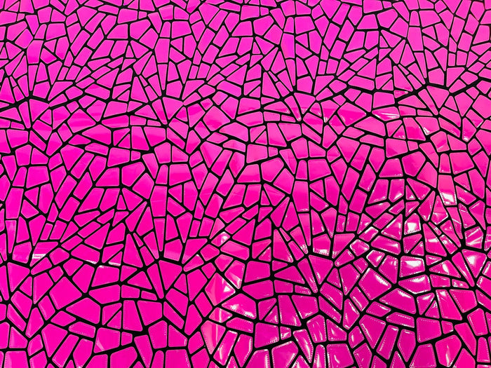 Jumbo Sequins - Hot Pink - Geometric Pattern Sequins on 2 Way Strech Velvet By Yard