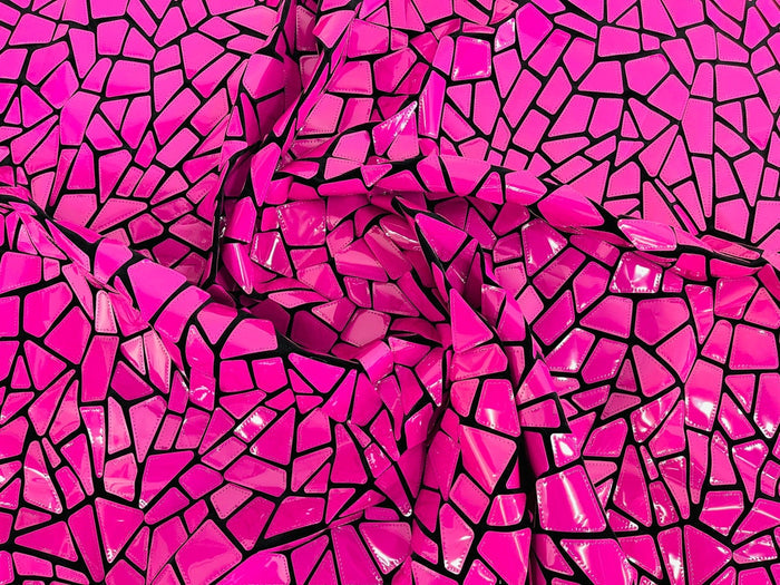 Jumbo Sequins - Hot Pink - Geometric Pattern Sequins on 2 Way Strech Velvet By Yard