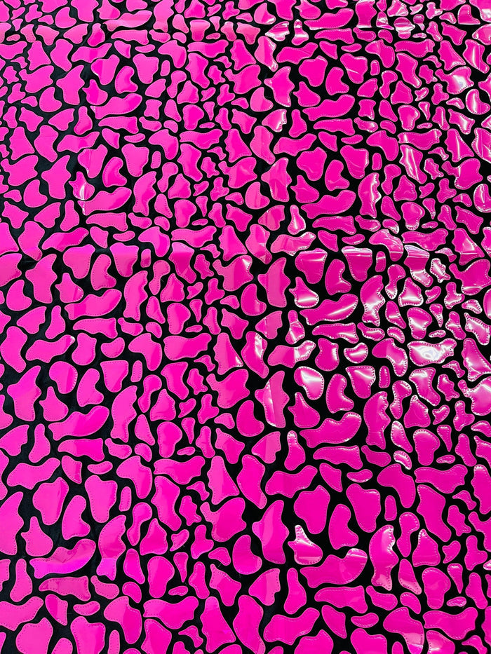 Jumbo Sequins - Hot Pink - Geometric Pattern Sequins on 2 Way Strech Velvet By Yard