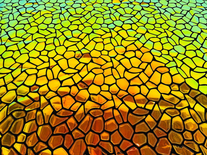 Jumbo Sequins - Iridescent Orange - Geometric Pattern Sequins on 2 Way Strech Velvet By Yard