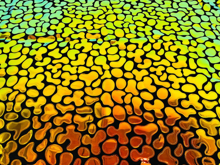 Jumbo Sequins - Iridescent Orange - Splatter Pattern Sequins on 2 Way Strech Velvet By Yard